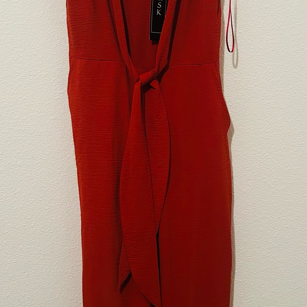 MSK Burnt Orange Tie-Front jumpsuit. THE LIFE OF A SHOW GIRL